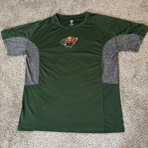 Minnesota Wild Shirt Mens XL Green Gray NHL Hockey Performance Tee Polyester